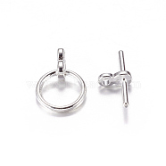 Tibetan Style Toggle Clasps, Lead Free & Cadmium Free & Nickel Free, Ring, Silver Color Plated, Size: Ring: about 12mm in diameter, Bar: about 19mm long, 3mm wide, hole: 2mm(X-TIBE-AB2035Y-S-NF)