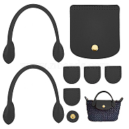 PU Leather Purse Knitting Accessories Sets, including Sew on Bag Handles, Snap Button Bag Covers, Black, 23~302x13~89x2~6mm, 8pcs/set(FIND-WH0120-09B)