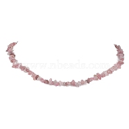 Natural Rose Quartz Chip Beaded Necklace, Stainless Steel Color, 15.94~15.98 inch(40.5~40.6cm)(NJEW-JN04615-13)