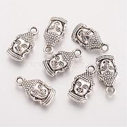 Tibetan Style Zinc Alloy Charms, Buddha, Antique Silver, Cadmium Free & Lead Free, 16.5x8x5mm, Hole: 2mm(X-TIBEP-S288-37)