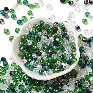 Glass Beads, Faceted, Rondelle, Dark Green, 6x5mm, Hole: 1mm, about 280pcs/60g(EGLA-A034-SM6mm-24)