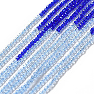 2 Colors Transparent Glass Beads Strands, Segmented Multi-color Beads, Faceted, Round, Blue, 2mm, Hole: 0.5~0.6mm, about 184~211pcs/strand, 15.28~15.75 inch(38.8~40cm)(GLAA-G093-01K)