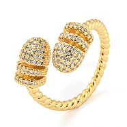 Brass Micro Pave Cubic Zirconia Open Finger Ring, Cadmium Free & Lead Free, Long-Lasting Plated, Real 18K Gold Plated, US Size 9(18.9mm)(RJEW-C069-07G)