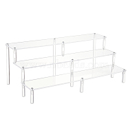 3-Tier Transparent Acrylic Minifigures Display Risers, with Iron Findings, for Cosmetic, Doll, Model Display, Clear, Finish Product: 20.5x40x14.5cm(ODIS-WH0002-61B)