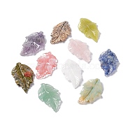 Natural & Synthetic Mixed Gemstone Pendants, Mixed Dyed and Undyed, Leaf Charms, 41.5x25~26x5mm, Hole: 0.8mm(G-I336-01)