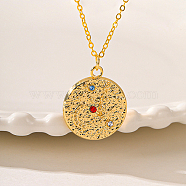 Brass Pendant Necklaces, Real 18K Gold Plated, Flat Round, 17.72 inch(450mm)(HA5496-3)