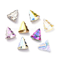 Glass Rhinestone Cabochons, Pointed Back & Back Plated, Faceted, Christmas Tree, Mixed Color, 10x9x4mm(RGLA-P034-02B)