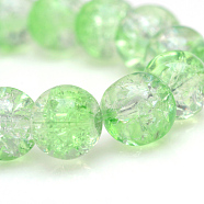 Baking Painted Crackle Glass Beads Strands, Round, Light Green, 4mm, Hole: 1.1~1.3mm, about 200pcs/strand, 31.4 inch(X-CCG-S001-4mm-13)
