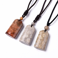 Natural Fossil Coral Arch Pendant Necklace with Nylon Cord for Women, Mixed Color, 26.77~28.35 inch(68~72cm) (NJEW-C002-03)