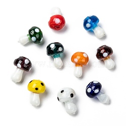 Handmade Lampwork Beads, Mushroom, Mixed Color, 19x14.5mm, Hole: 2mm(X-LAMP-R107-M03)