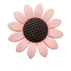 Sunflower Food Grade Silicone Beads, Chewing Beads For Teethers, DIY Nursing Necklaces Making, Pink, 40mm(PW-WG58598-03)