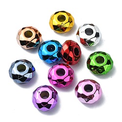 UV Plating Acrylic European Beads, Large Hole Beads, Faceted, Mixed Color, 15x8mm, Hole: 4.7mm(OACR-E033-22)