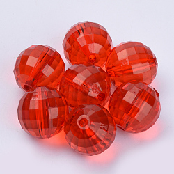 Transparent Acrylic Beads, Faceted, Round, Red, 16x15.5mm, Hole: 2.7mm, about 206pcs/500g(TACR-Q254-16mm-V12)