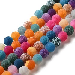Natural Crackle Agate Beads Strands, Dyed, Round, Grade A, Mixed Color, 8mm, Hole: 1mm, about 50pcs/strand, 14 inch(G-G055-8mm-9)