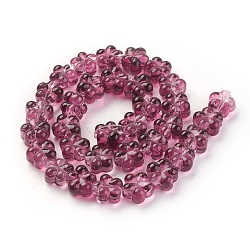 Handmade Lampwork Beads Strands, Plum Blossom, Old Rose, 13.5x8.5~9mm, Hole: 1.2mm, about 32pcs/strand, 16.53 inch(42cm)(LAMP-P051-F04)