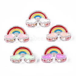 Transparent Acrylic Enamel Beads, Rainbow, Mixed Color, 16x26x9mm, Hole: 3.5mm(X-OACR-N130-026)