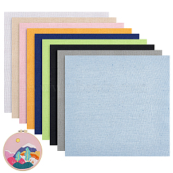 18 Sheets 9 Colors Linen Fabric, for DIY Embroidery Clothing Accessories, Mixed Color, 250x250x0.5mm, 2 sheets/color(DIY-FG0004-46)