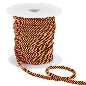 20 Yards Round Polyester Cords, Twisted Round Rope, with 1Pc Plastic Spool, for Garment Accessories, Black, Coral, 5mm