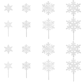 SUPERFINDINGS 8 Sets 2 Style Acrylic Cake Toppers, Cake Inserts Decoration, Christmas Theme, Snowflake, White, 43~111.5x37.5~69x1mm, 4 sets/style