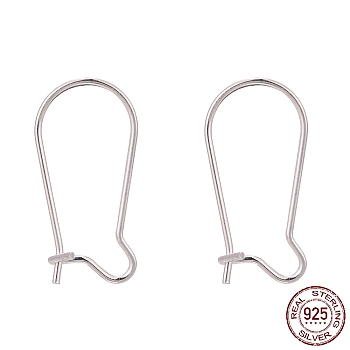 925 Sterling Silver Hoop Earrings, Silver, 20x9.5mm, Pin: 0.7mm
