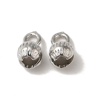 Round Brass Charms, Long-Lasting Plated, Rack Plating, Platinum, 9x5.5mm, Hole: 2.2mm