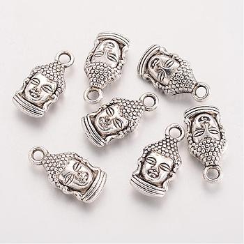 Tibetan Style Zinc Alloy Charms, Buddha, Antique Silver, Cadmium Free & Lead Free, 16.5x8x5mm, Hole: 2mm
