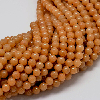 Natural Red Aventurine Stone Round Bead Strands, Dyed, 8mm, Hole: 1mm, about 48pcs/strand, 16.1 inch