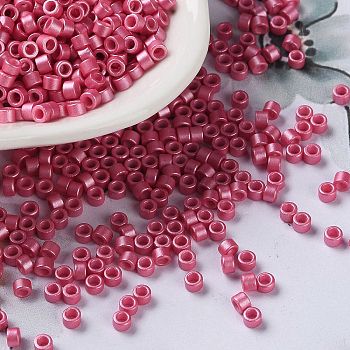 Baking Paint Glass Seed Beads, Cylinder, Cerise, 2.5x2mm, Hole: 1.4mm, about 5039pcs/50g