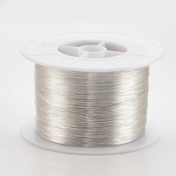 Round Copper Jewelry Wire, Long-Lasting Plated, Silver Color Plated, 21 Gauge, 0.7mm, about 492.12 Feet(150m)/500g