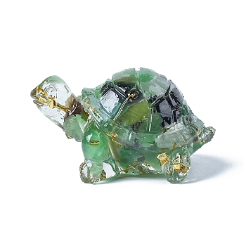 Resin Turtle Display Decoration, with Gold Foil Cat Eye Chips inside Statues for Home Office Decorations, Dark Sea Green, 50x30x27mm