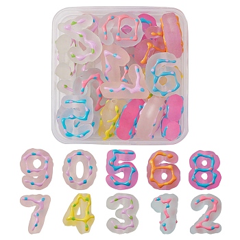 20Pcs Transparent Frosted Acrylic Beads, with Enamel, Number, Mixed Color, 24~26x17~22x9~11mm, Hole: 2.5mm