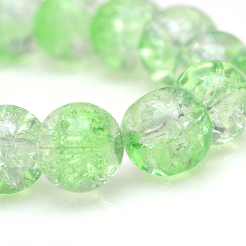 Baking Painted Crackle Glass Beads Strands, Round, Light Green, 4mm, Hole: 1.1~1.3mm, about 200pcs/strand, 31.4 inch