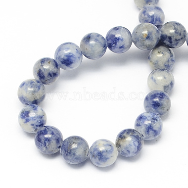 Brins de perles de jaspe de tache bleue naturelle(G-R193-15-10mm)-2