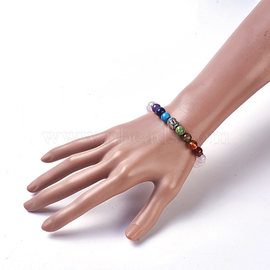 Natural Rose Quartz Stretch Bracelets(BJEW-JB03905-02)-4
