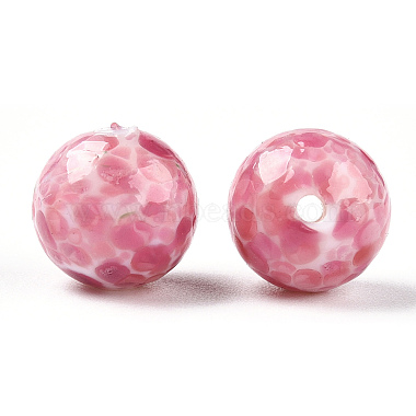 Pink Round Lampwork Beads