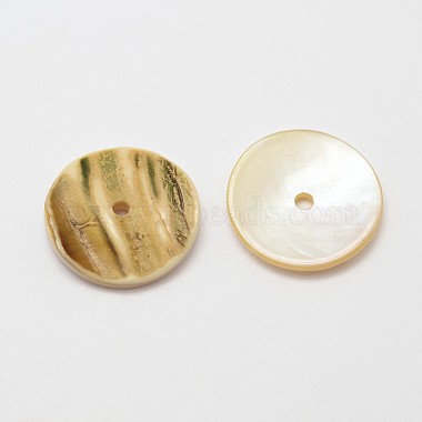 Perles coquillage akoya naturelles rondes plates(SHEL-N034-13)-2