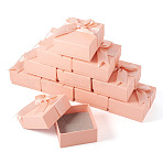 Square Paper Jewelry Set Gift Box, with Sponge Mat, for Rings, Necklace, Earrings, Pink, 7x7x3.5cm(CON-TAC0013-03A)