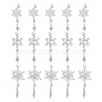 Acrylic Snowflake Pendant Decorations, Christmas Tree Hanging Decorations, with Crystal Thread, Clear, 145~175x46~64mm, 15pcs/set(HJEW-SP0001-04C)