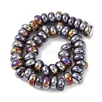 Electroplate Handmade Porcelain European Beads, Rondelle, Large Hole Beads, Colorful, 12.5x6.5mm, Hole: 5.3mm(PORC-K010-07)
