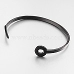 304L Stainless Steel Cuff Bangles, Gunmetal, 50x66mm, 3~12mm(BJEW-F181-03B)