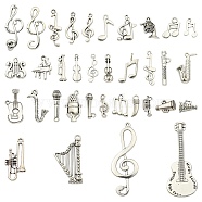 35Pcs 35 Style Tibetan Style Alloy Pendants, Lead Free & Cadmium Free, Musical Instrument/Note Charm, Antique Silver, 15~61.5x6~20x1~9mm, Hole: 1~3mm, 1pc/style(TIBEP-YW0001-40)