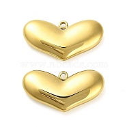 304 Stainless Steel Pendants, Heart Charm, Real 14K Gold Plated, 13x24x4.5mm, Hole: 1.6mm(STAS-L022-108G-05)