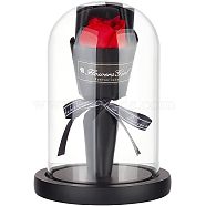 Nbeads Valentine's Day Gift, Glass Microlandschaft Covers, Cloche Bell Jar Terrarium with Wood Base, with Atificial Scented Soap Rose Flowers, Black, Jars: 121x175mm, Inner Diameter: 95mm, 1 set, Flowers: 156x80x39mm, 1pc(DJEW-NB0001-27)