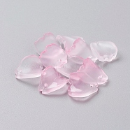 Glass Charms, Dyed & Heated, Frosted, Petal, Pink, 13x11x4mm, Hole: 1mm(X-EGLA-L025-B03)