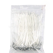 Cotton Candlewick, with Metal Sustainer Tabs, for DIY Candle Making, White, 9cm, 100pcs/set(PW-WG19051-01)