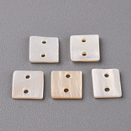 Freshwater Shell Links Connectors, Square, Seashell Color, 10x10x1.5mm, Hole: 1.4mm(SHEL-R144-23)