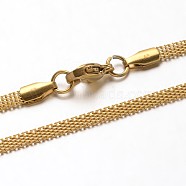 304 Stainless Steel Bar Link Chains Necklaces, with Lobster Claw Clasps, Golden, 17.7 inch(45cm)(NJEW-O066-32)
