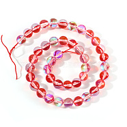 Synthetic Moonstone Beads Strands, Holographic Beads, Dyed, Round, Red, 10mm, Hole: 1.2mm 40pcs/strand, 15.7 inch(G-S283-10mm-17A)