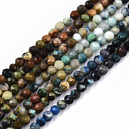 Gradient Style Natural Chrysocolla Beads Strands, Round, Faceted, 2mm, Hole: 0.5mm, about 204~208pcs/strand, 15.35 inch(39cm)(G-S362-052)