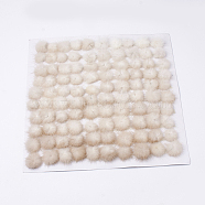 Faux Mink Fur Ball Decoration, Pom Pom Ball, For DIY Craft, Antique White, 2.5~3cm, about 100pcs/board(FIND-S267-3cm-14)